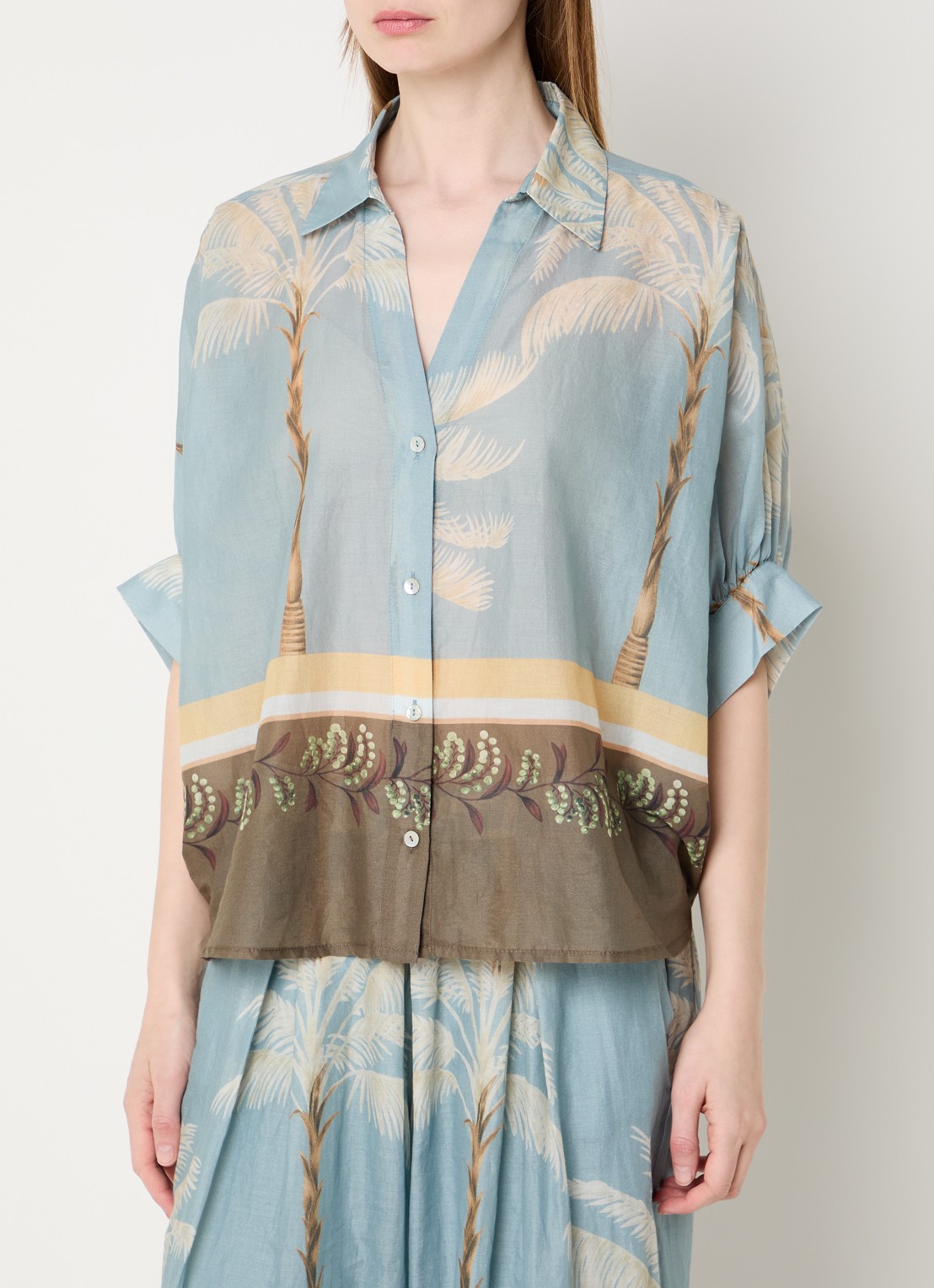 Summum Semi-transparante blouse met print - detail 4 blauw