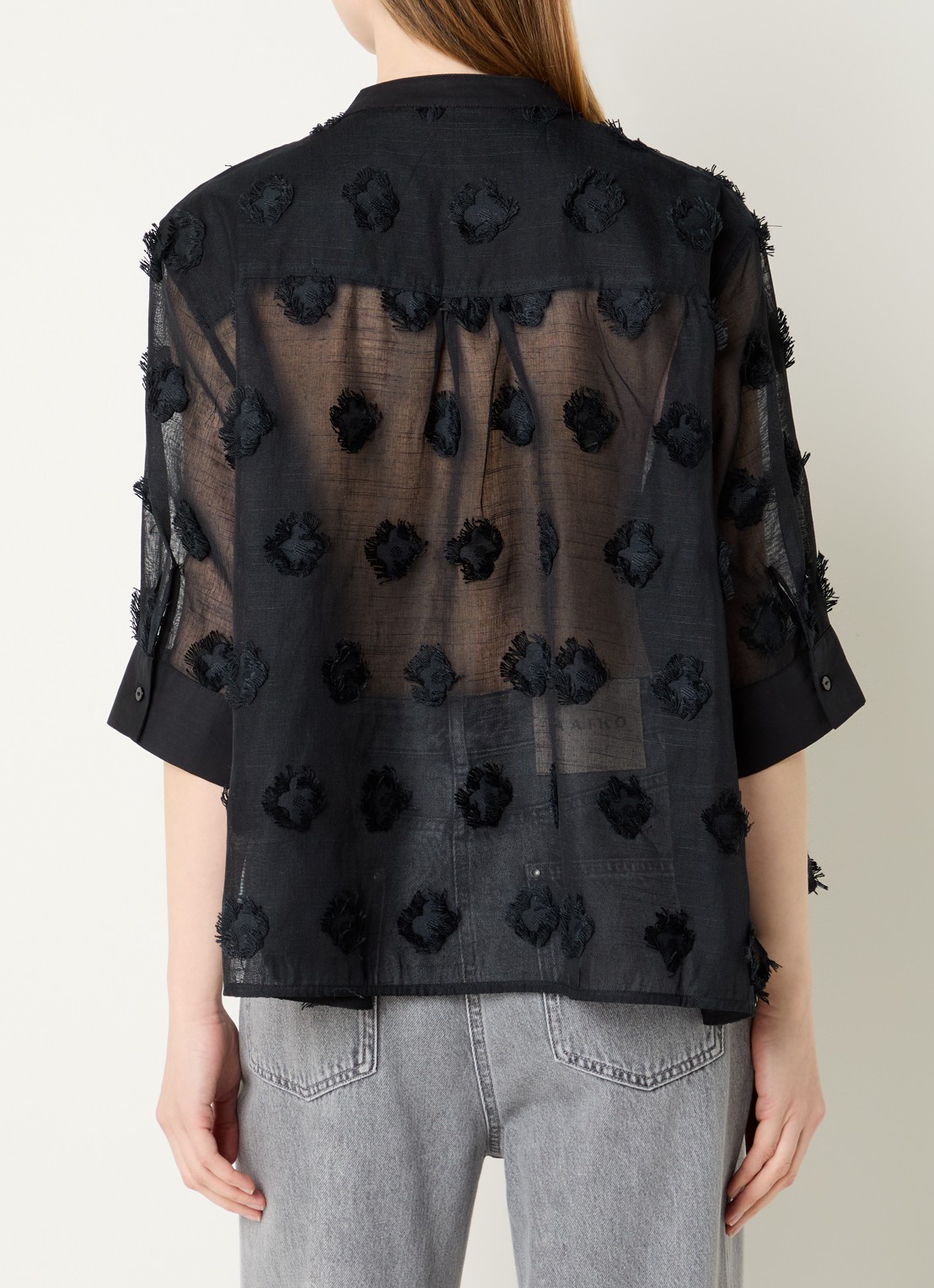 Summum Semi-transparante blouse met structuur - achterkant 2 zwart
