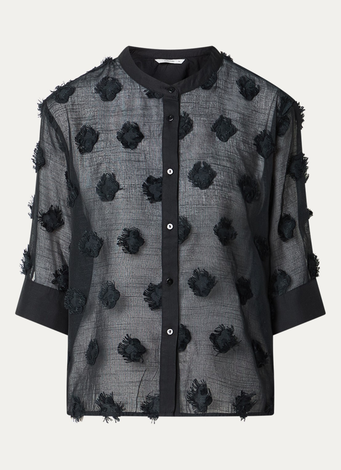 Summum Semi-transparante blouse met structuur - voorkant 3 zwart