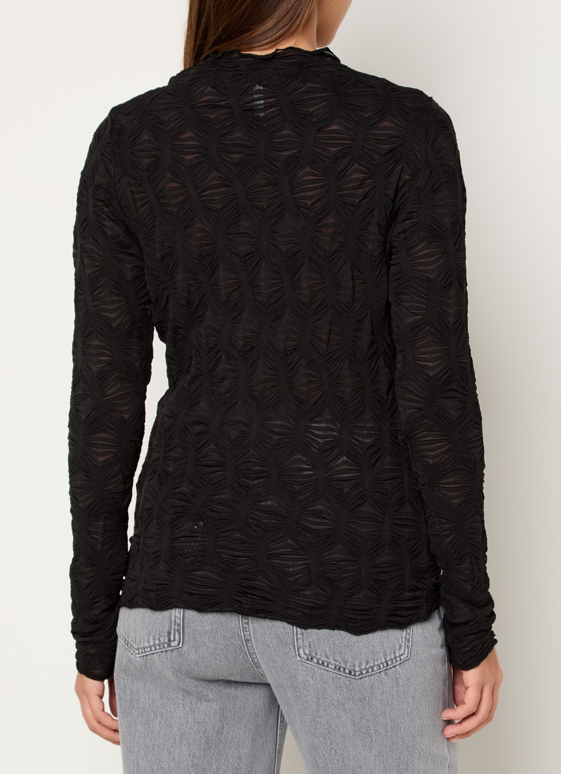 Summum Semi-transparante top met plooidetail - achterkant 2 zwart