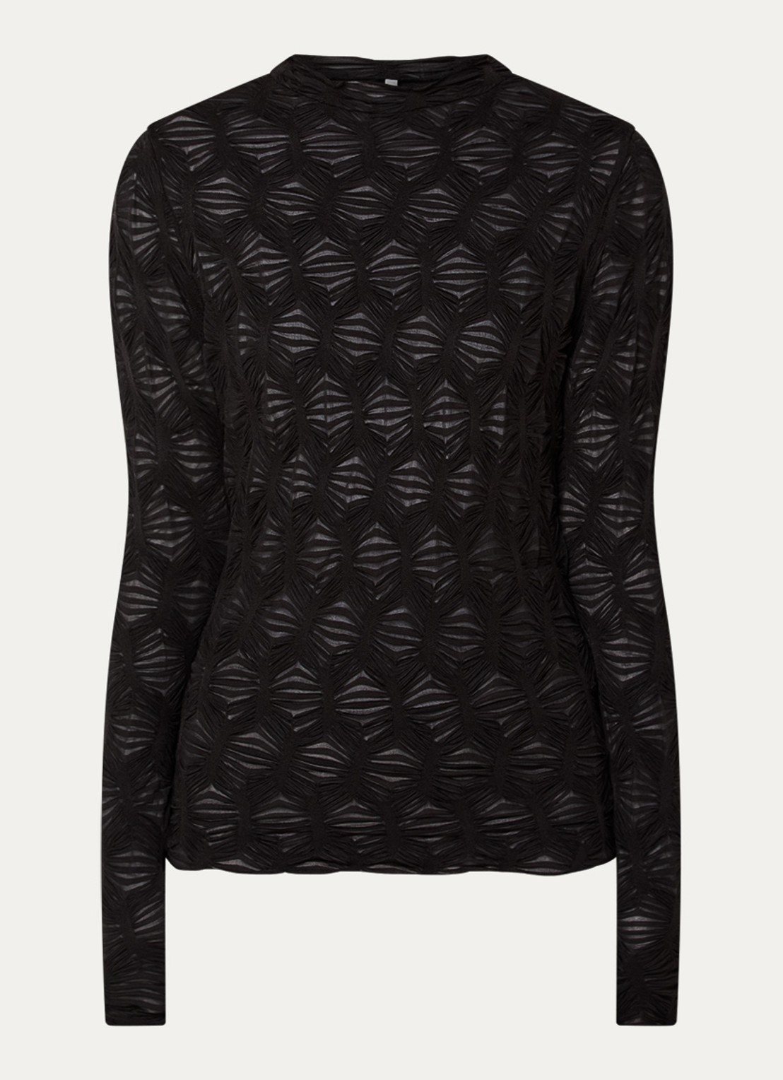 Summum Semi-transparante top met plooidetail - voorkant 3 zwart