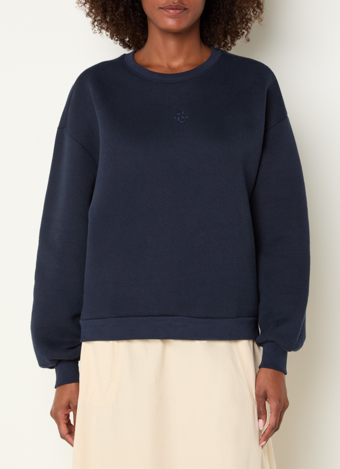 Summum Sweater met logo en strass - detail 4 donkerblauw
