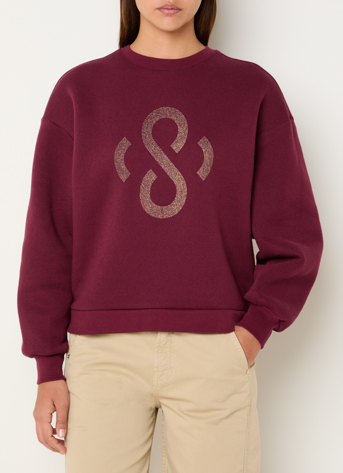 Summum Sweater met logoprint - detail 6 bordeauxrood