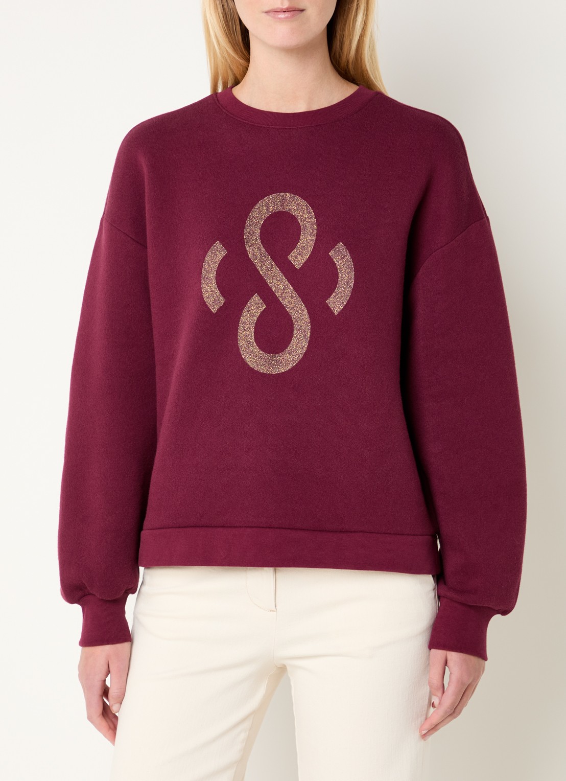 Summum Sweater met logoprint - detail 7 bordeauxrood