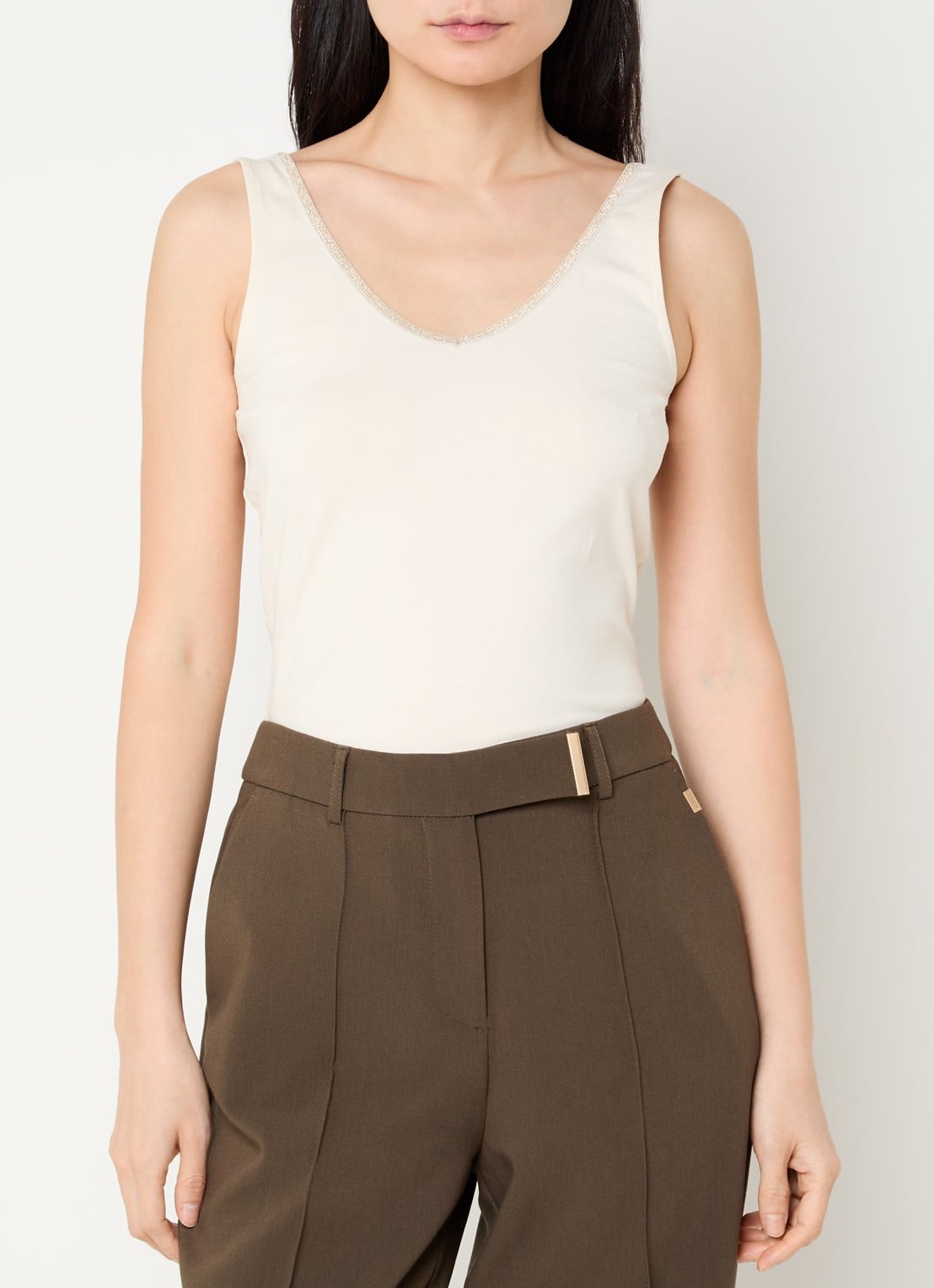 Summum Tanktop met lurex - detail 4 ivoor