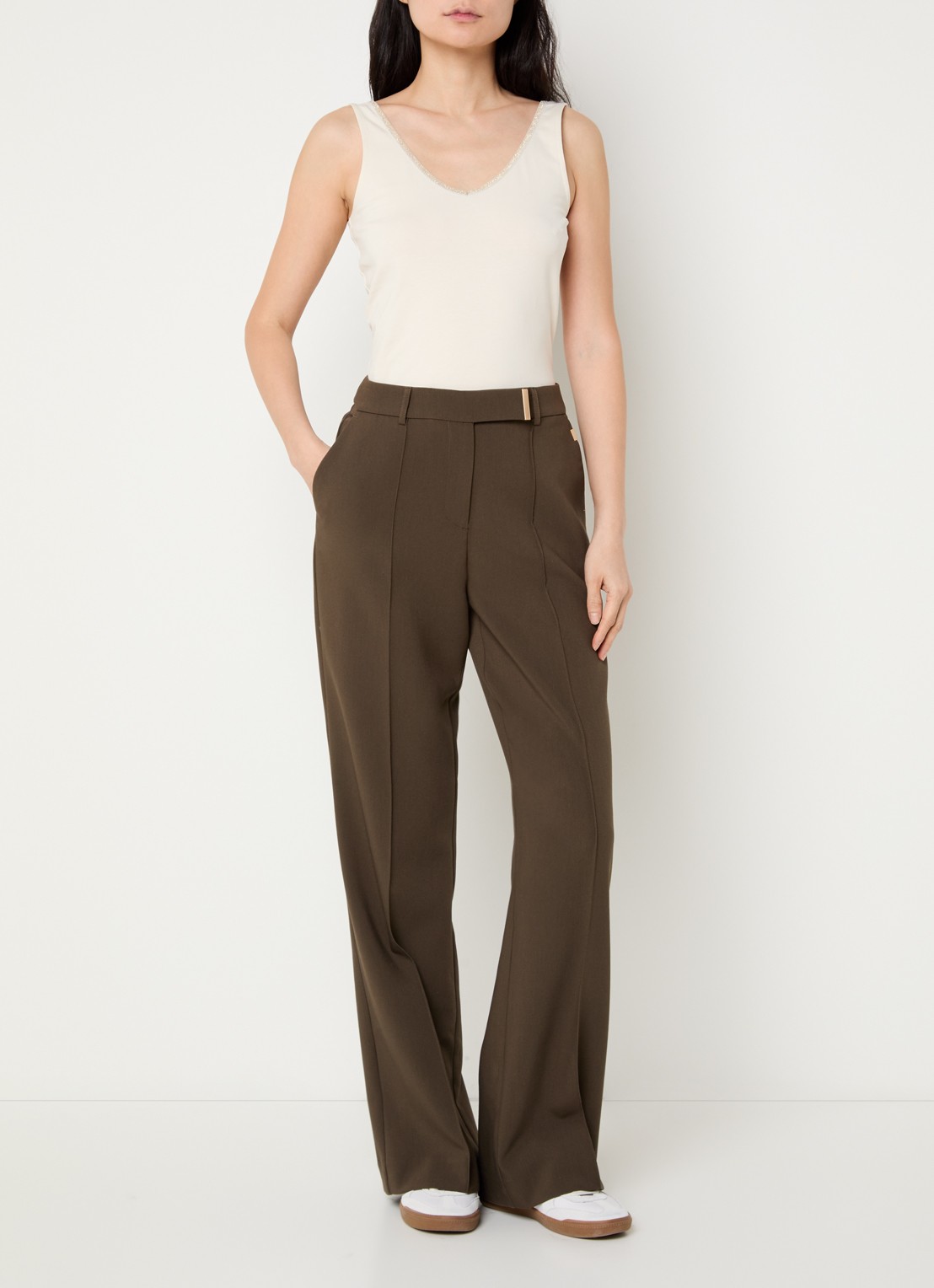 Summum Tanktop met lurex - voorkant 2 ivoor
