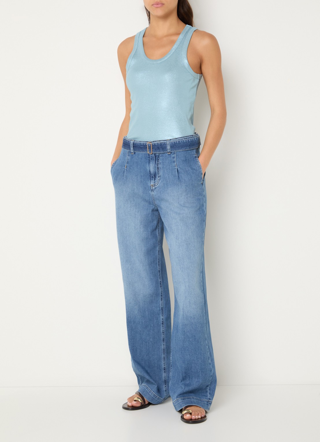 Summum Tanktop met metallic finish - voorkant 3 blauw