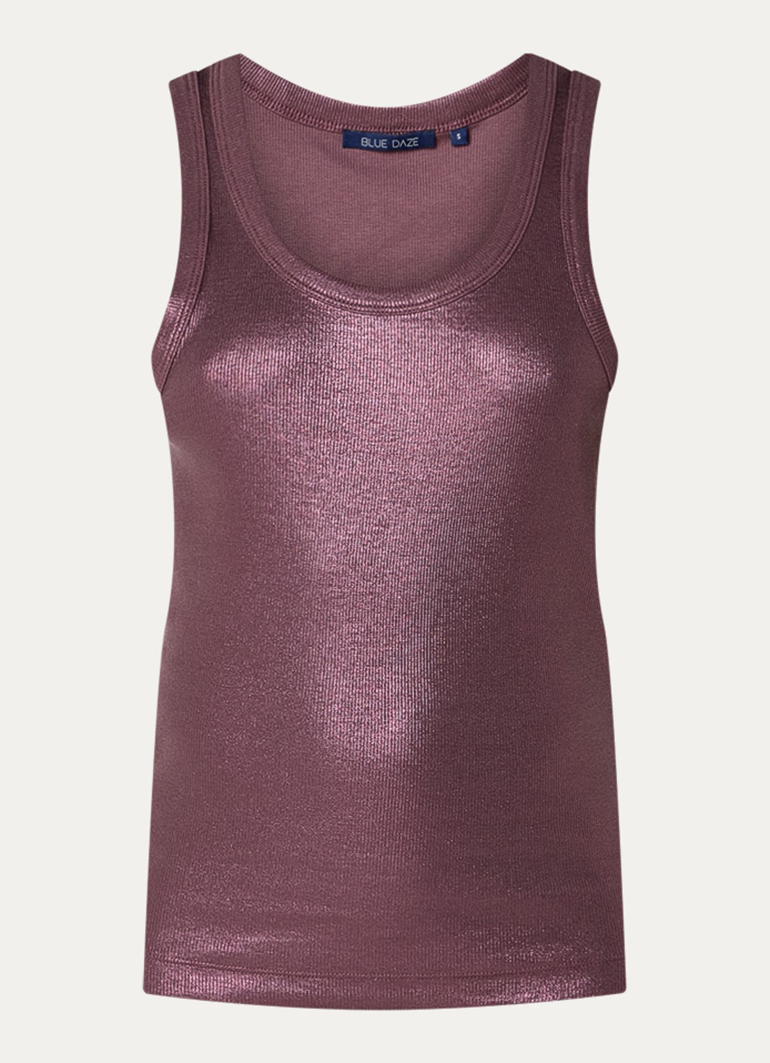 Summum Tanktop met ribstructuur en lurex - voorkant 2 aubergine