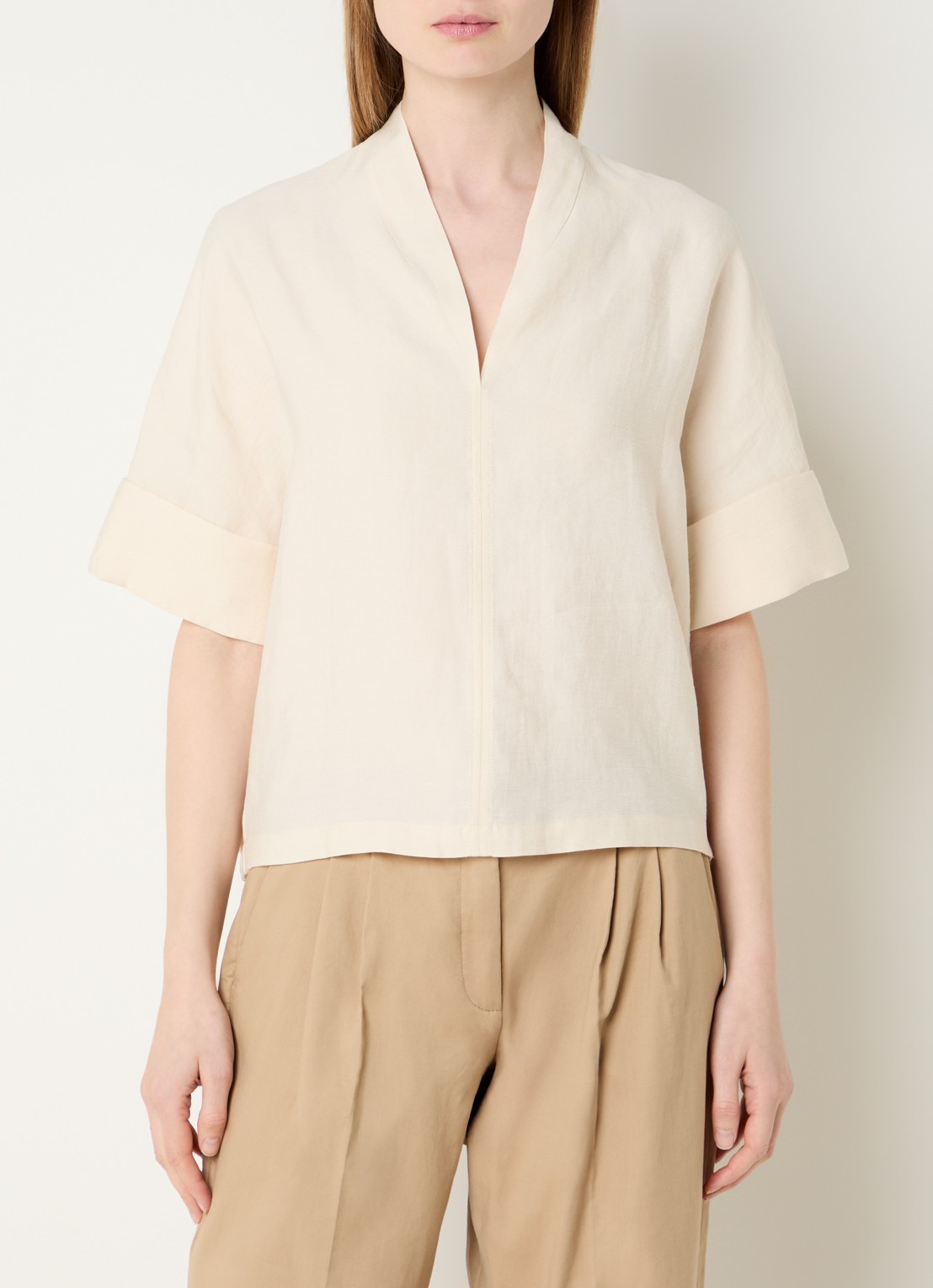 Summum Top in linnenblend - detail 4 ivoor