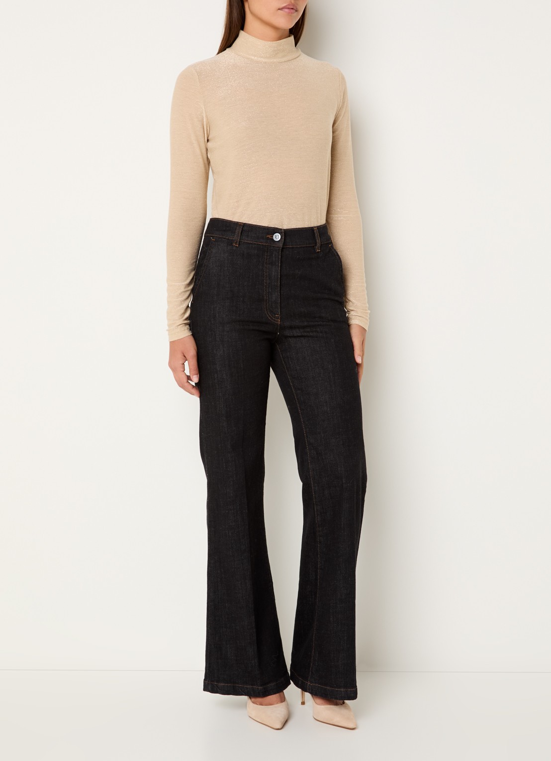 Summum Top met lurex en col - voorkant 2 goud