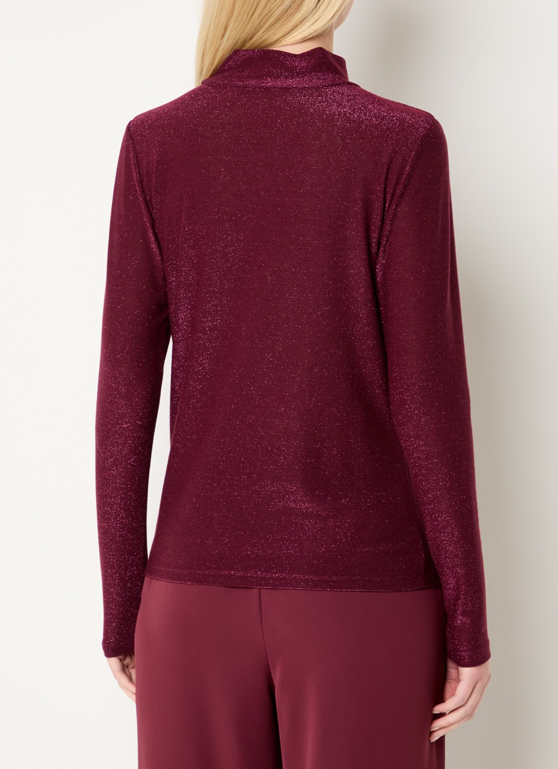 Summum Top met lurex en col - achterkant bordeauxrood