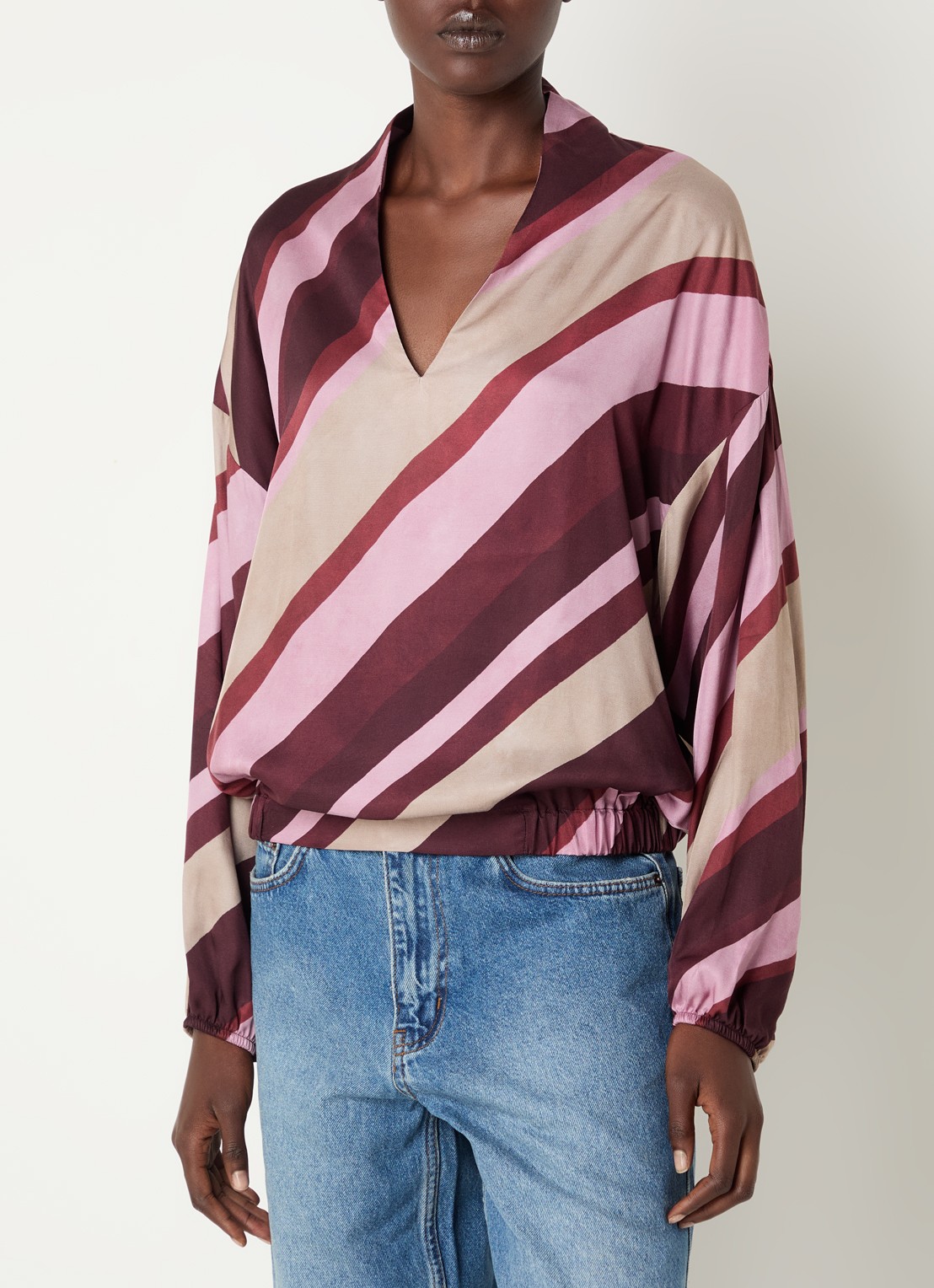 Summum Top met streepprint - detail donkerrood