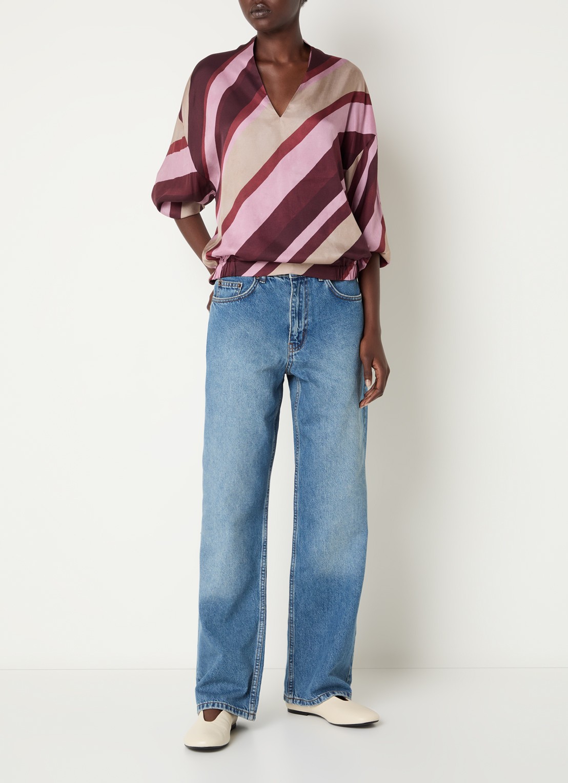 Summum Top met streepprint - voorkant 4 donkerrood
