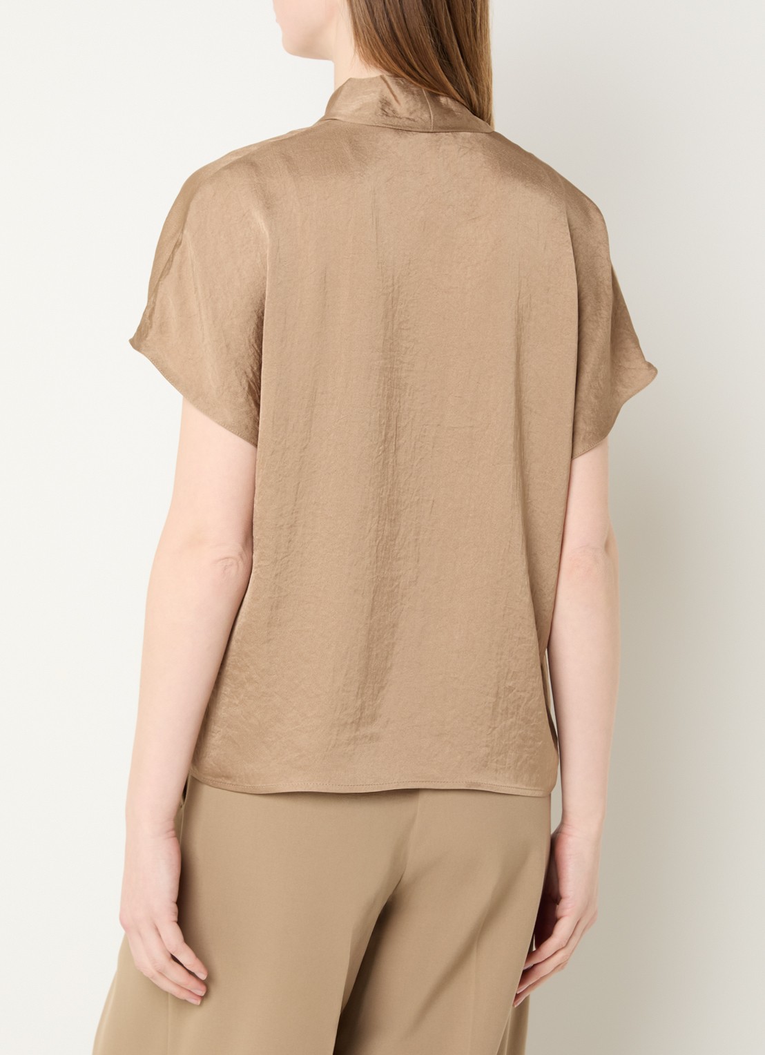 Summum Top met V-hals en vlindermouw - achterkant 3 khaki