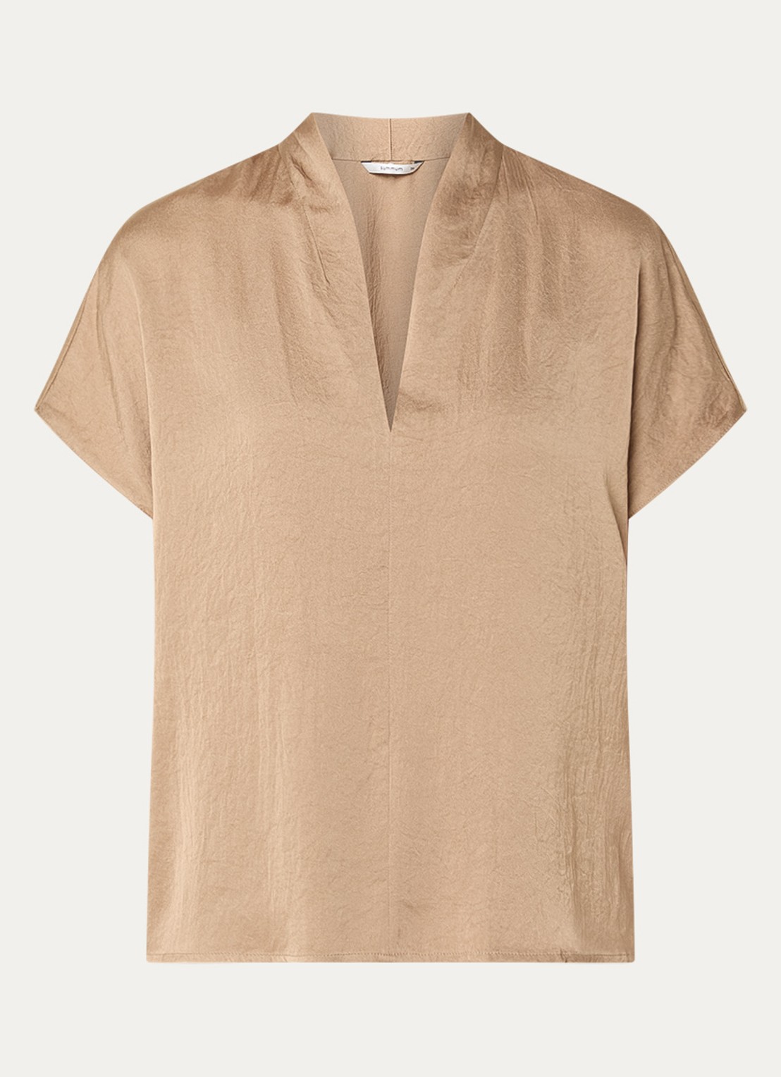 Summum Top met V-hals en vlindermouw - voorkant khaki