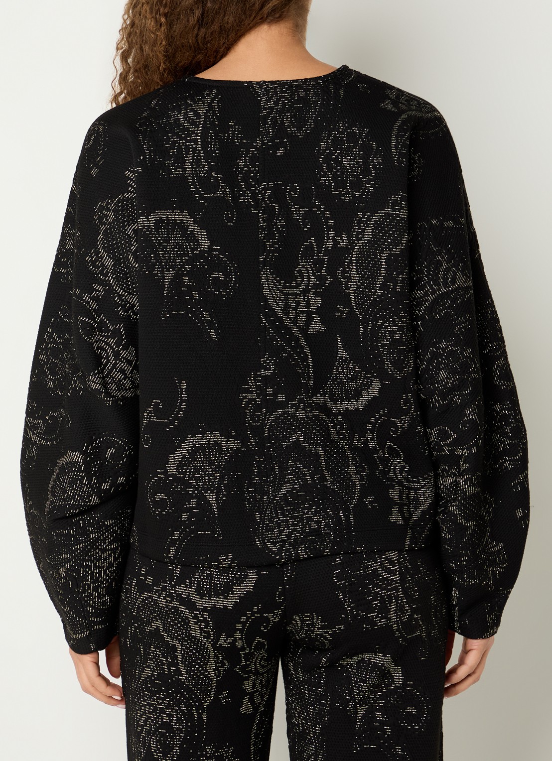 Summum Trui van jersey met jacquard dessin en lurex - achterkant 3 zwart