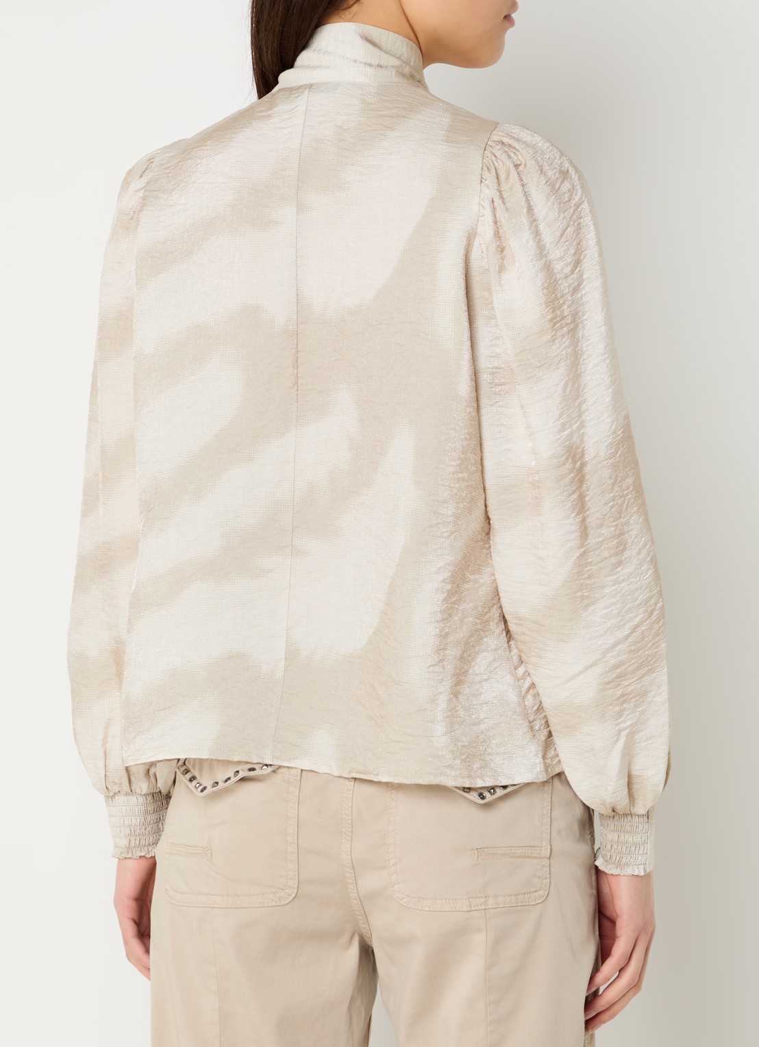 Summum Tuniek met sjaalkraag en print - achterkant khaki