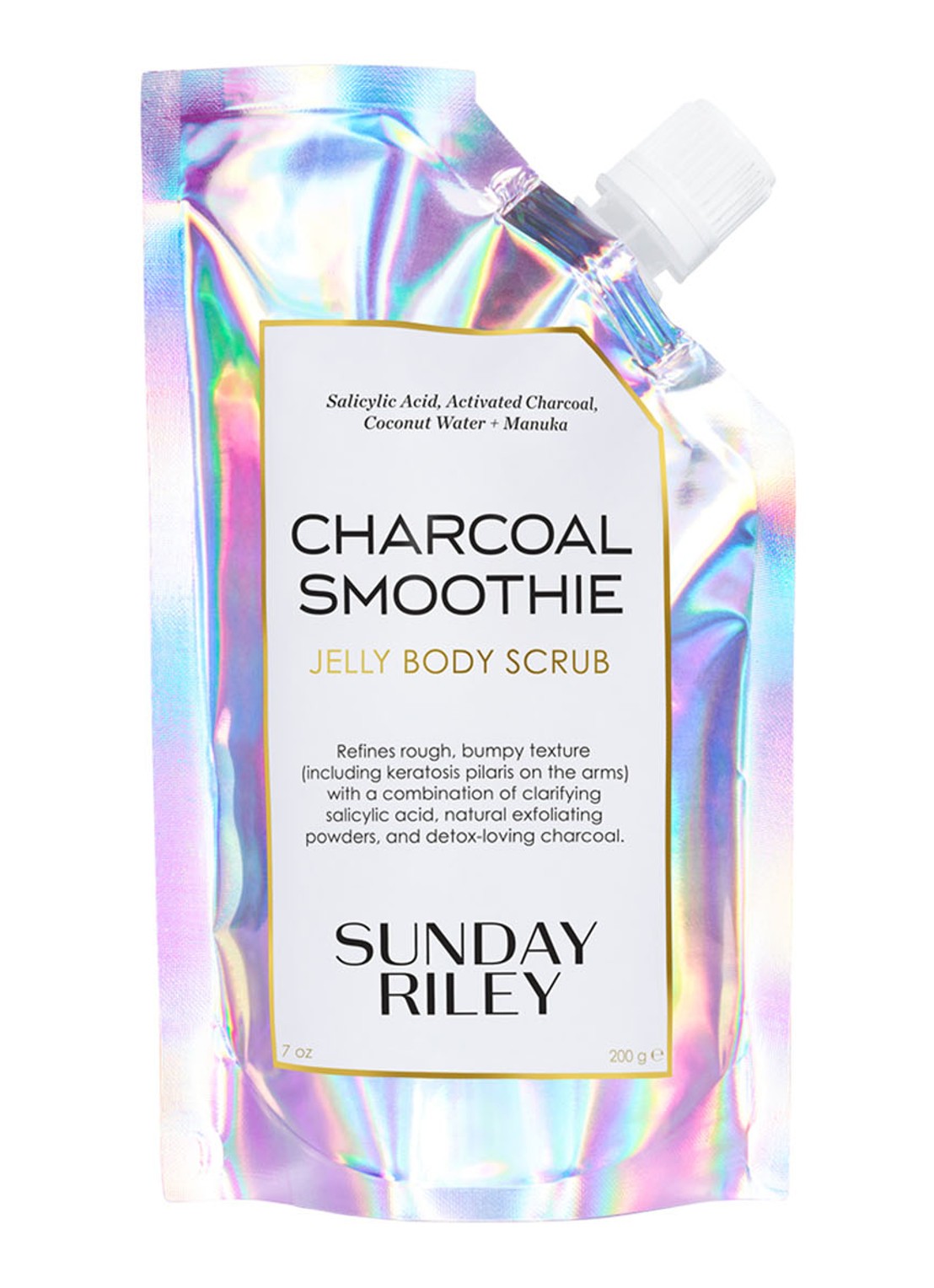 Sunday Riley Charcoal Smoothie Jelly Body Scrub - lichaamsscrub - voorkant 6 transparant