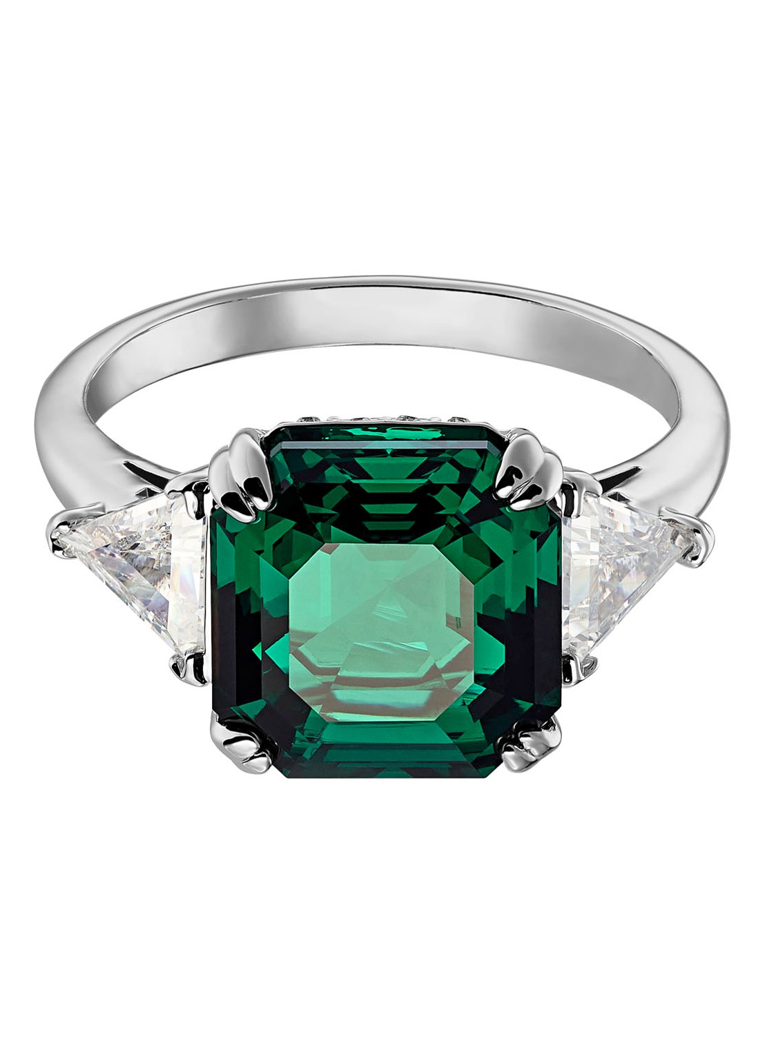 Swarovski Attract ring met kristal  - voorkant zilver