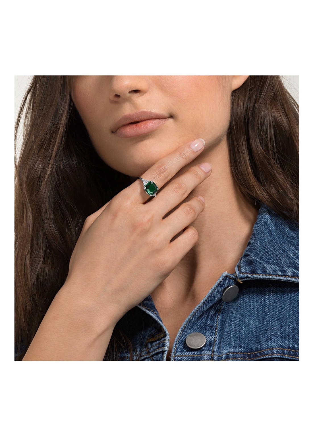 Swarovski Attract ring met kristal  - voorkant 2 zilver