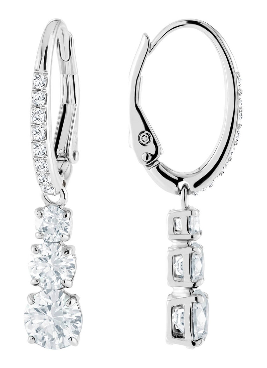 Swarovski Attract Trilogy oorringen met kristal - detail zilver