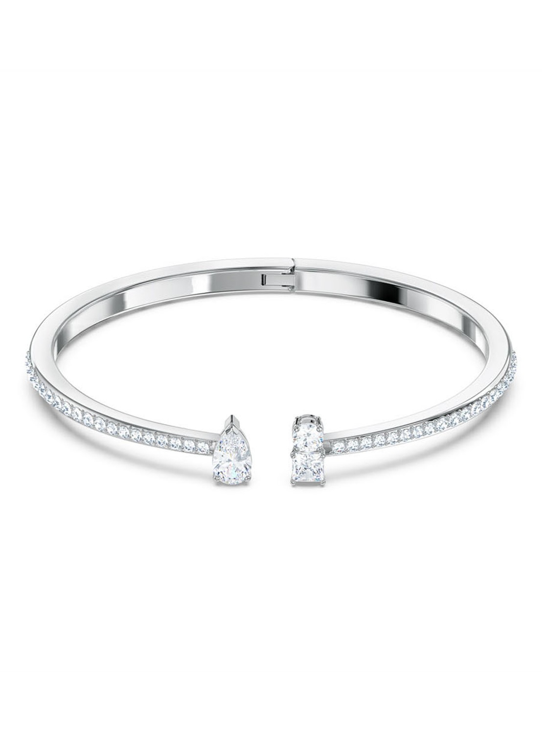 Swarovski Bangle met kristal - voorkant zilver