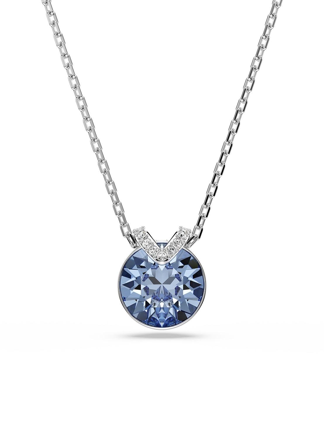 Swarovski Bella ketting met kristal - voorkant zilver
