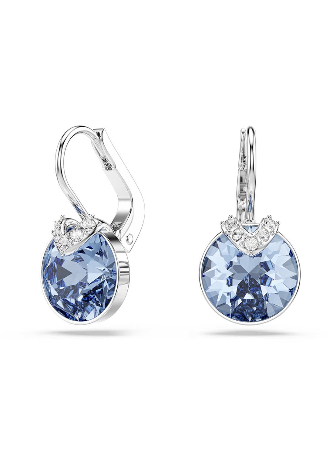 Swarovski Bella oorhangers met kristal - voorkant zilver