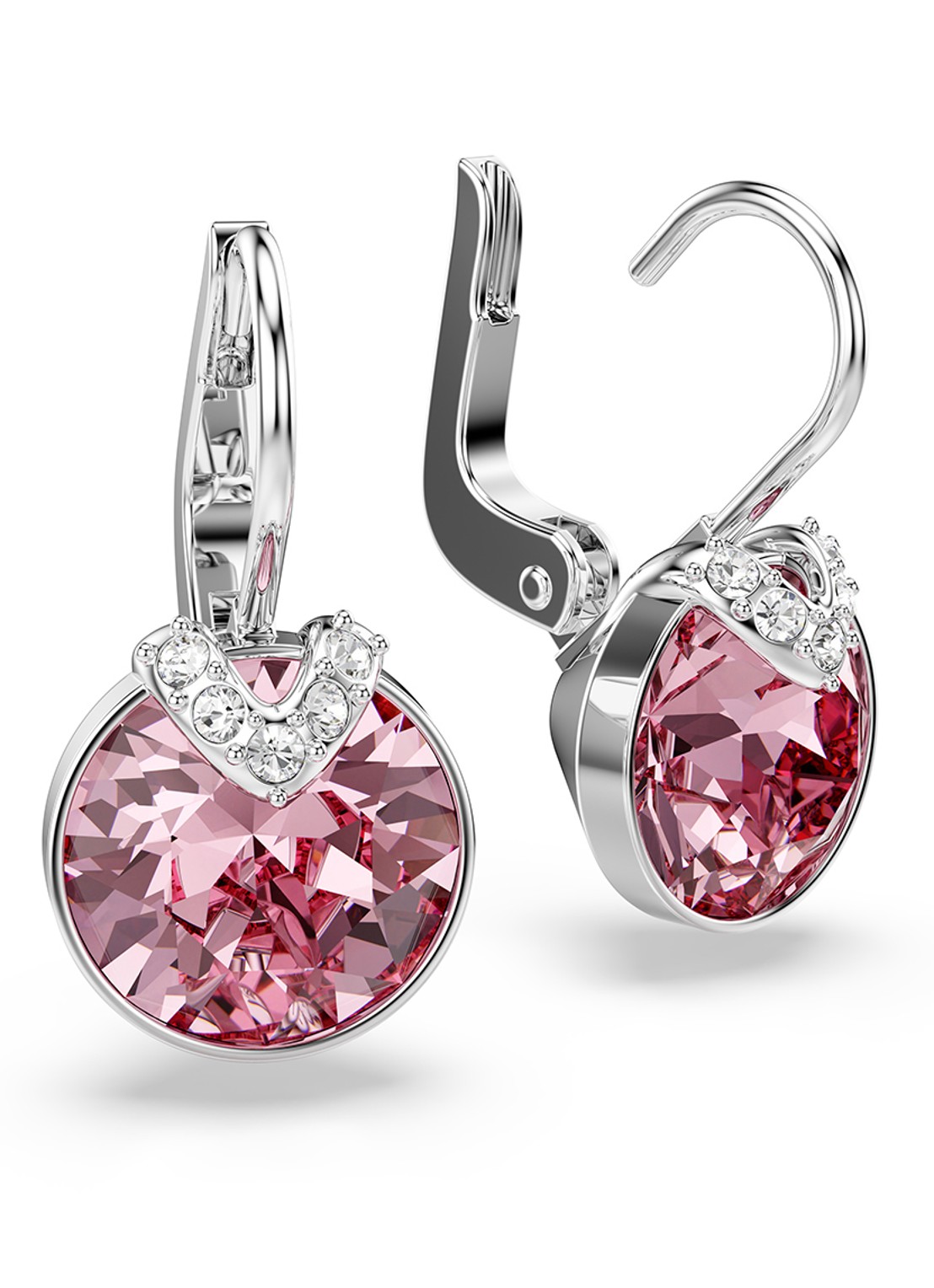Swarovski Bella oorhangers met kristal - detail 3 zilver