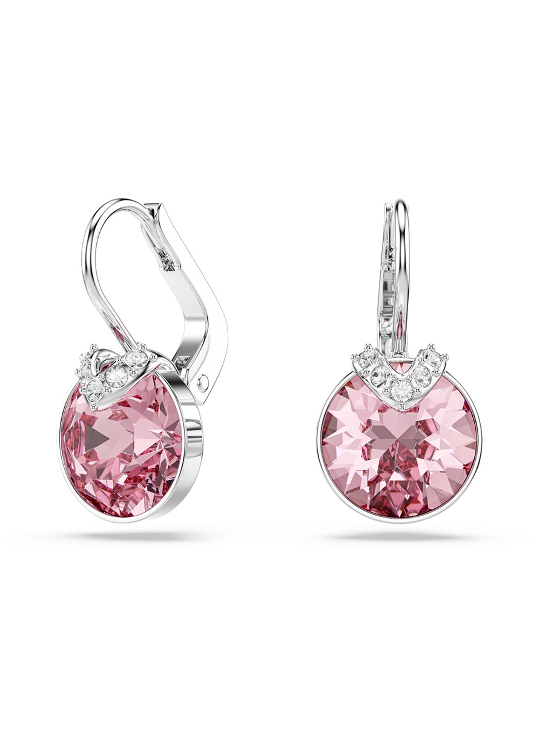 Swarovski Bella oorhangers met kristal - voorkant zilver