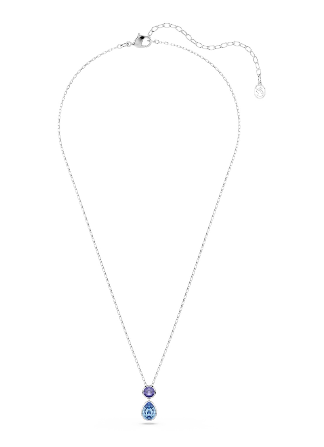 Swarovski Chroma ketting met kristal - detail zilver