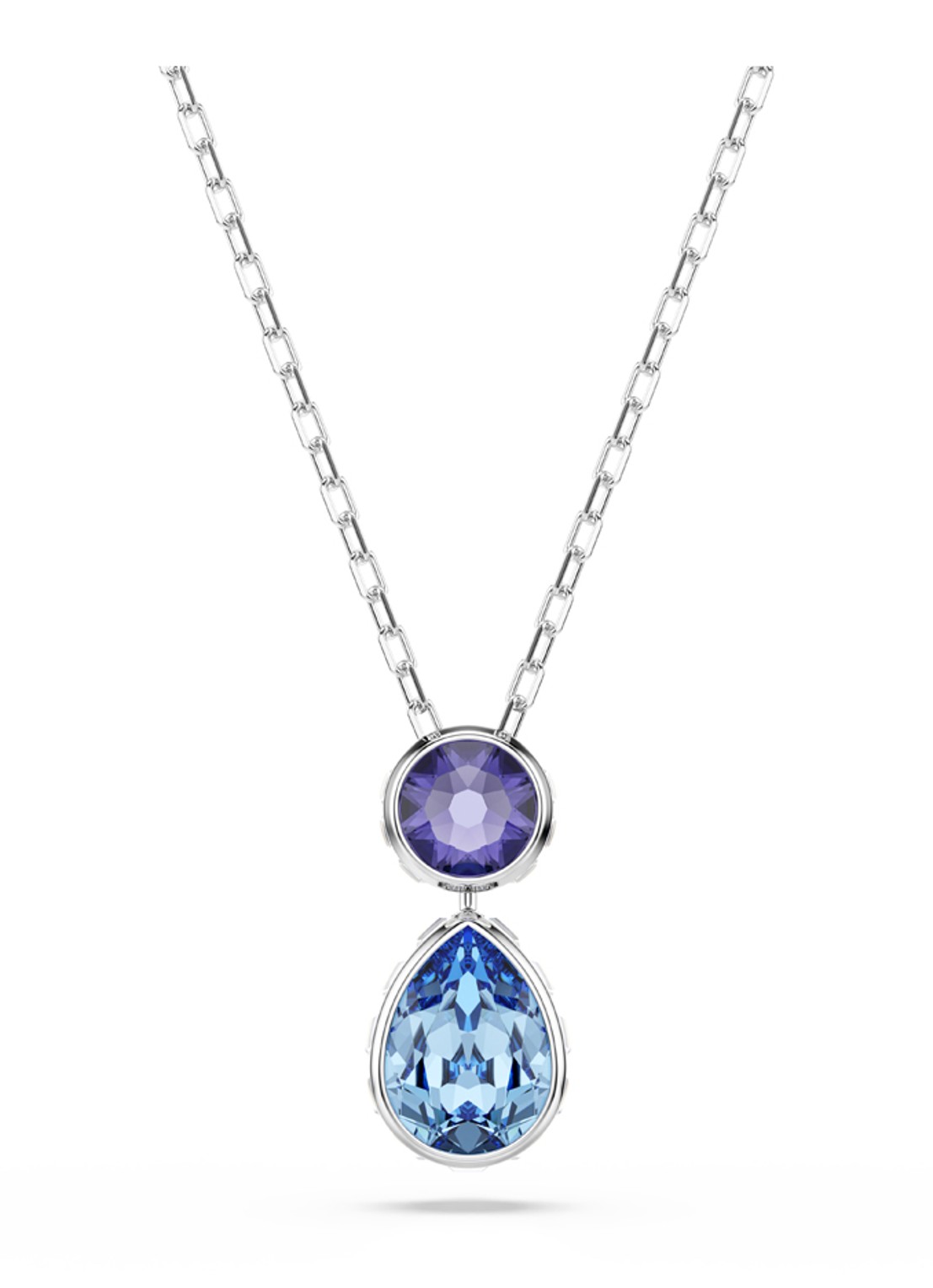 Swarovski Chroma ketting met kristal - voorkant 6 zilver