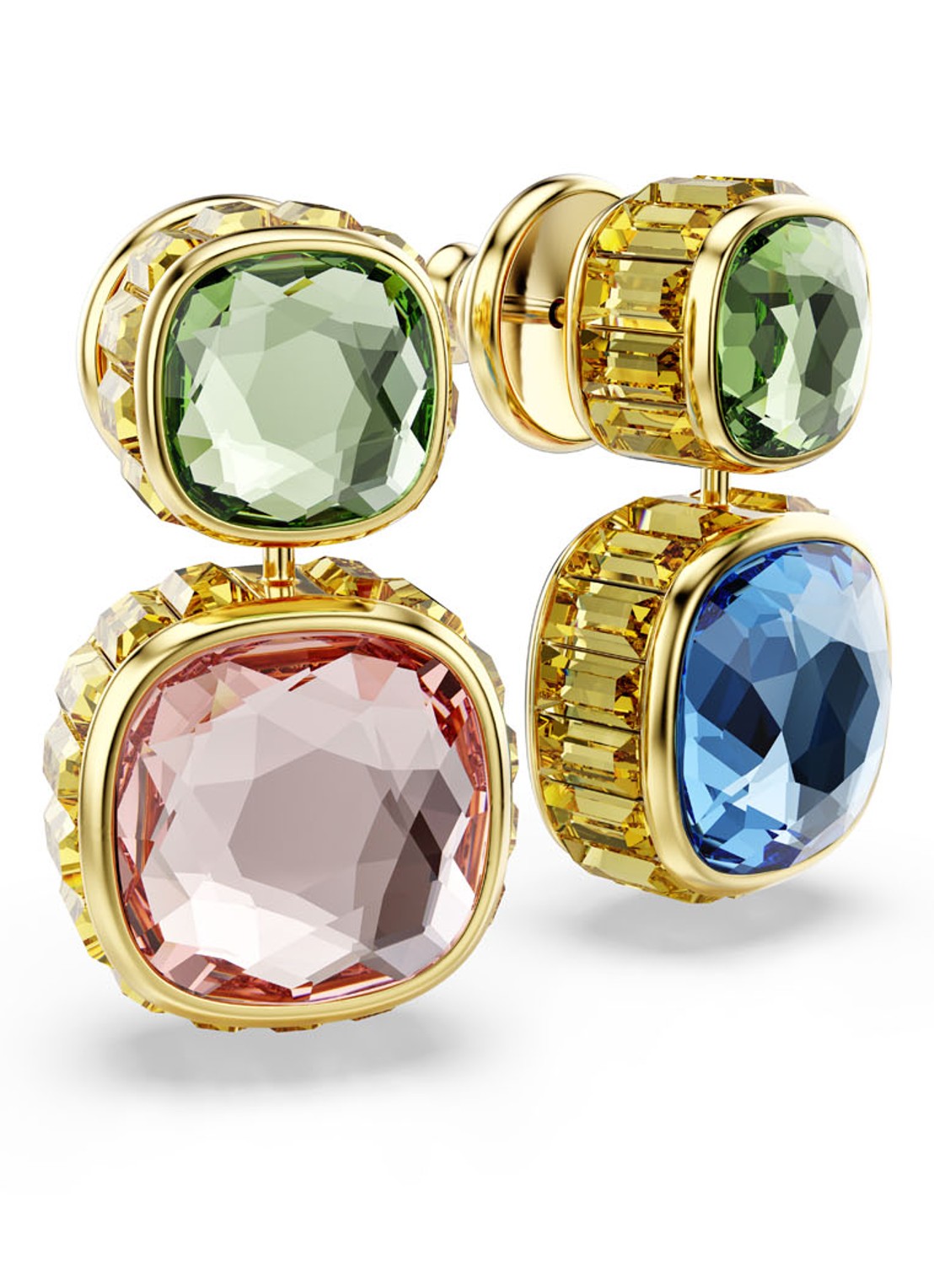 Swarovski Chroma oorstekers met kristal  - detail 2 goud