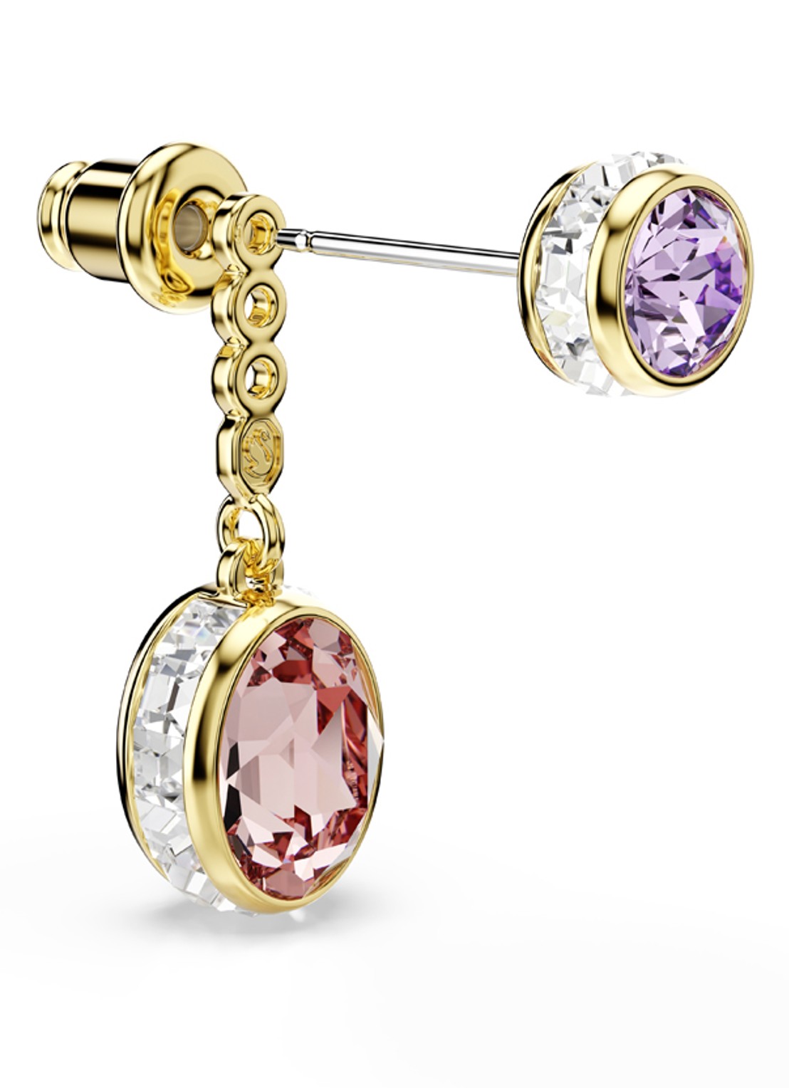 Swarovski Chroma oorstekers met kristal - detail 3 goud