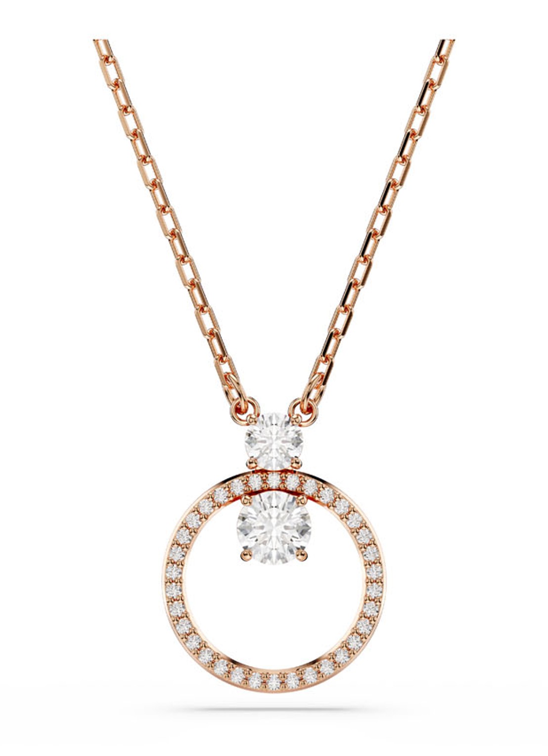 Swarovski Constella ketting met zirkonia - voorkant roségoud