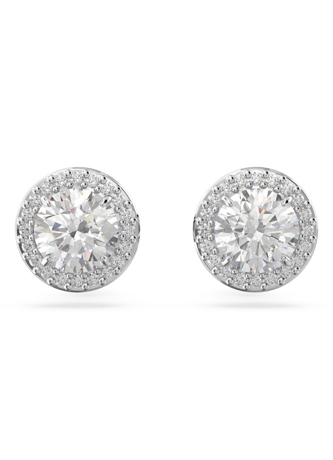 Swarovski Constella oorknopjes met kristal - voorkant zilver
