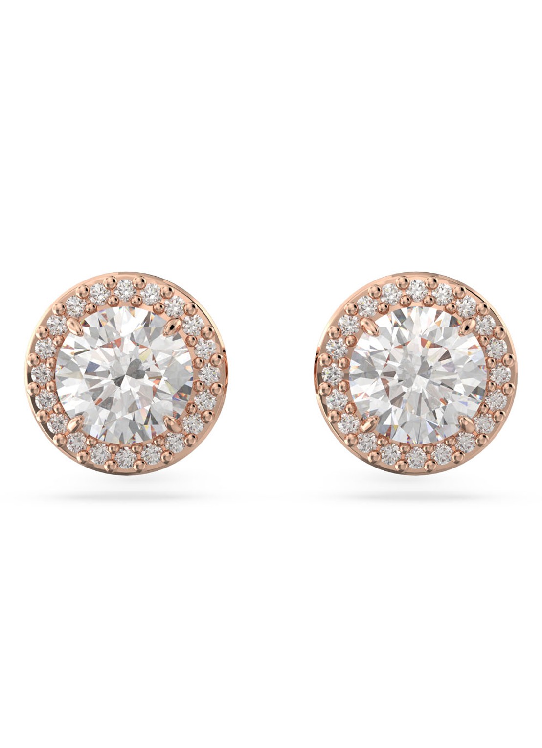 Swarovski Constella oorknopjes met kristal - voorkant roségoud