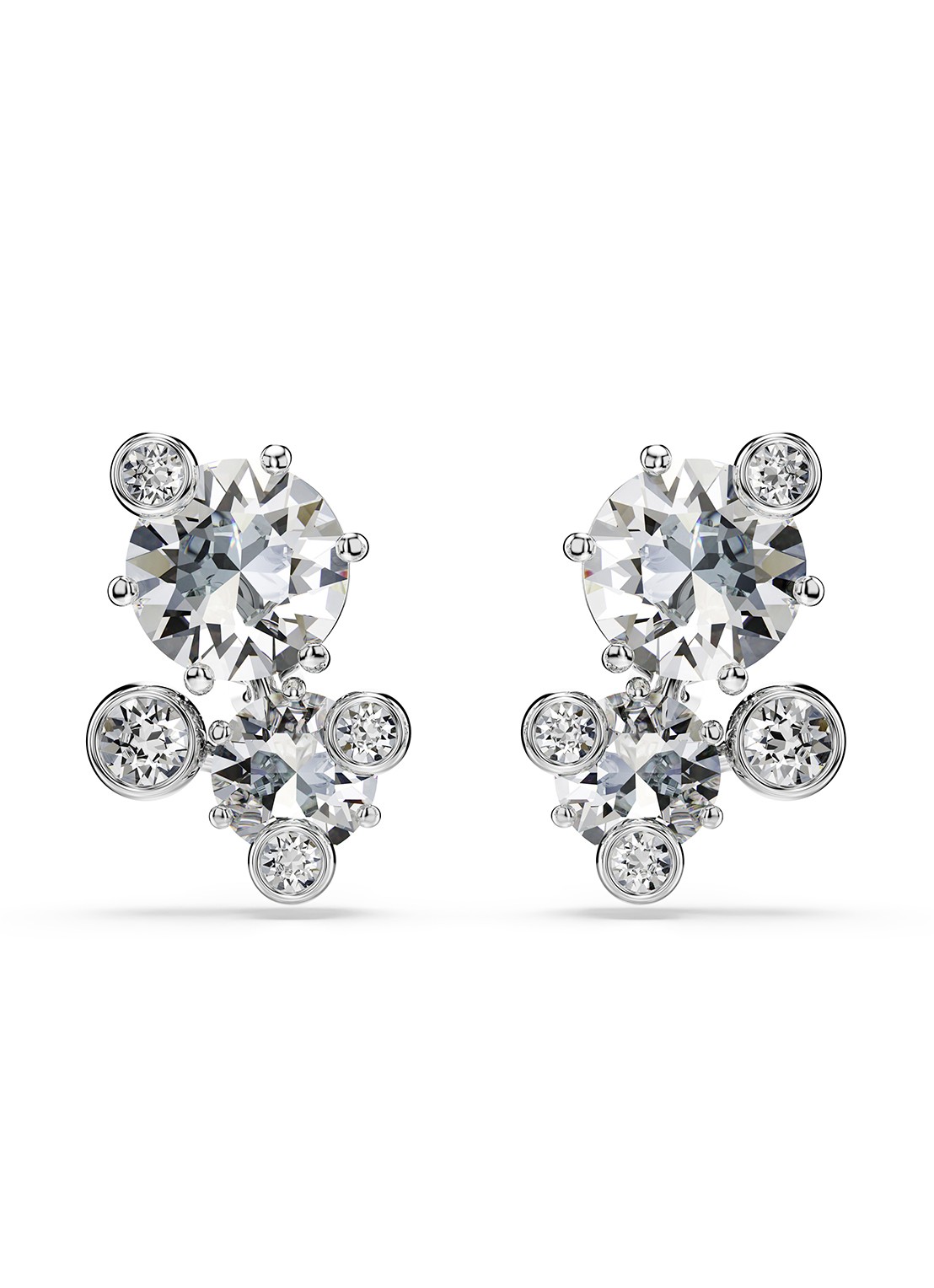 Swarovski Constella oorknopjes met kristal - voorkant zilver