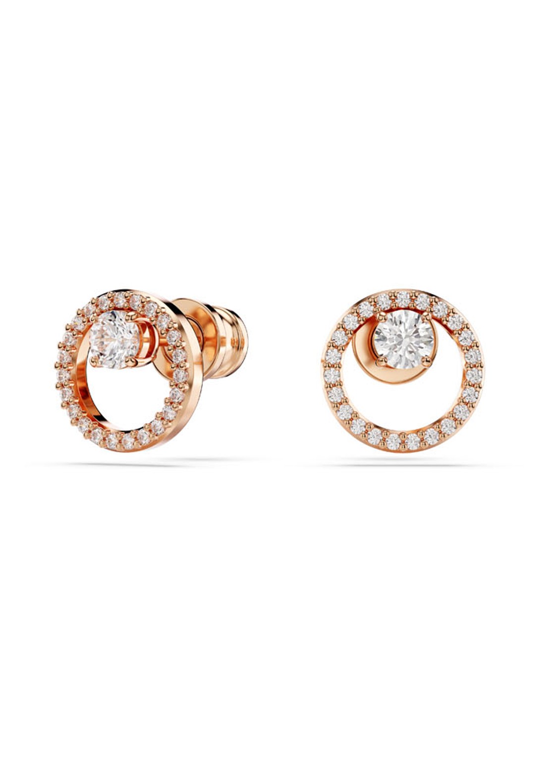 Swarovski Constella oorknopjes met zirkonia - detail 2 roségoud