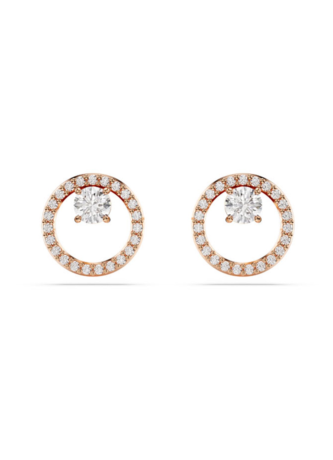 Swarovski Constella oorknopjes met zirkonia - voorkant roségoud