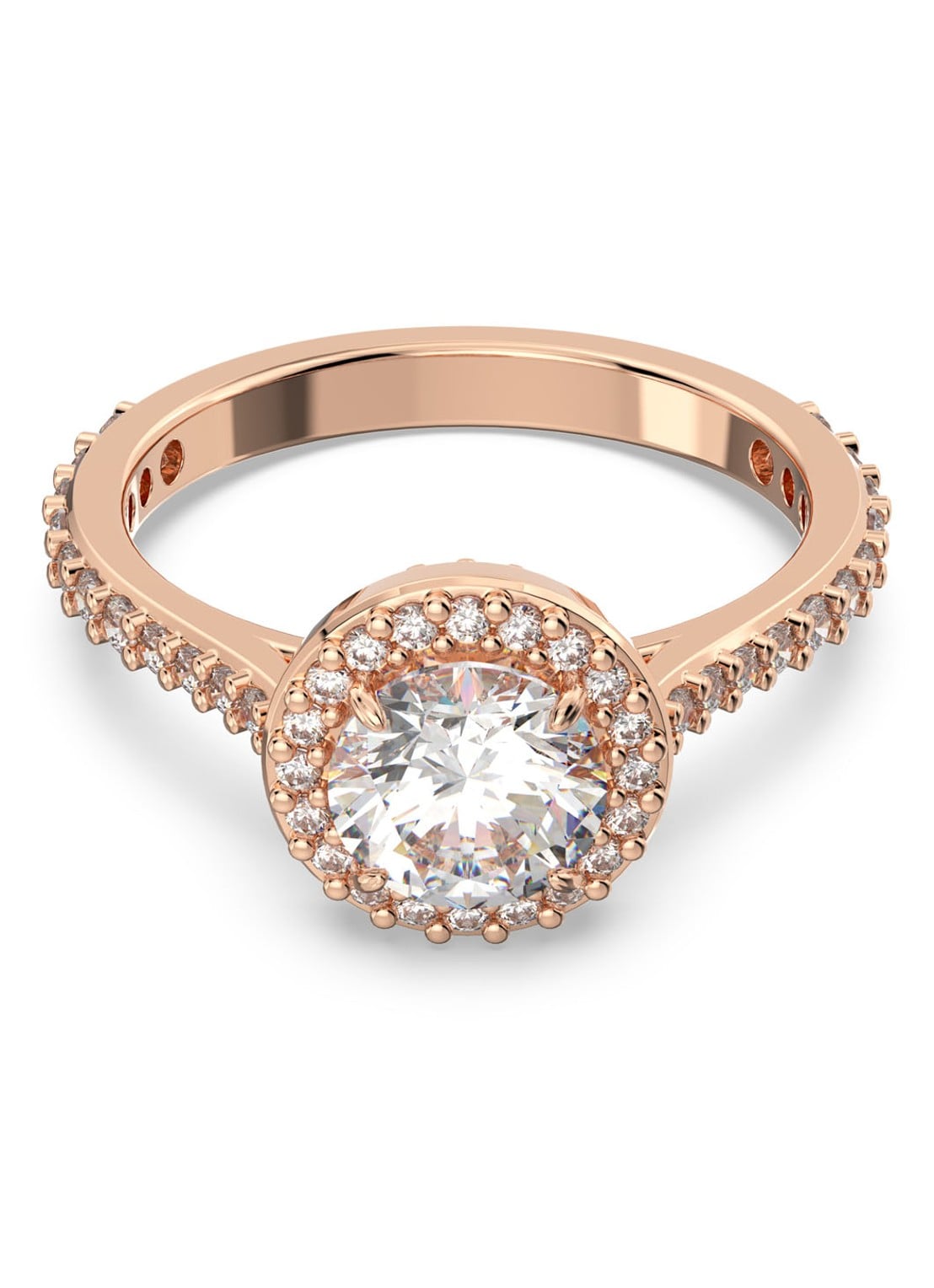 Swarovski Constella ring met kristal - voorkant roségoud