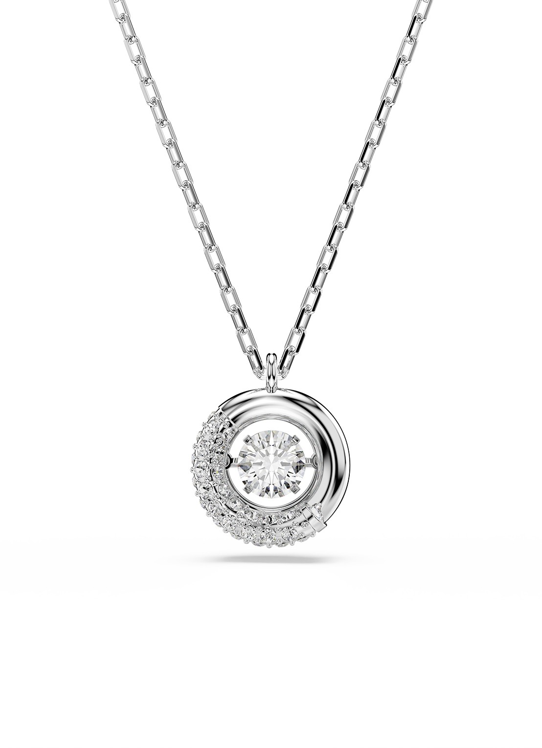 Swarovski Dextera ketting met kristal - voorkant zilver