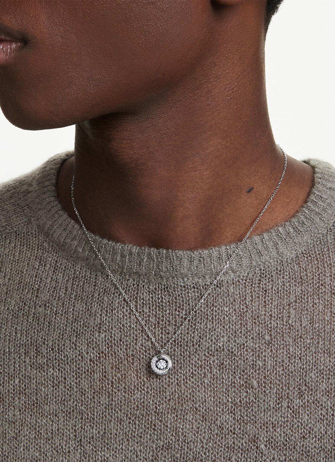 Swarovski Dextera ketting met kristal - voorkant 2 zilver