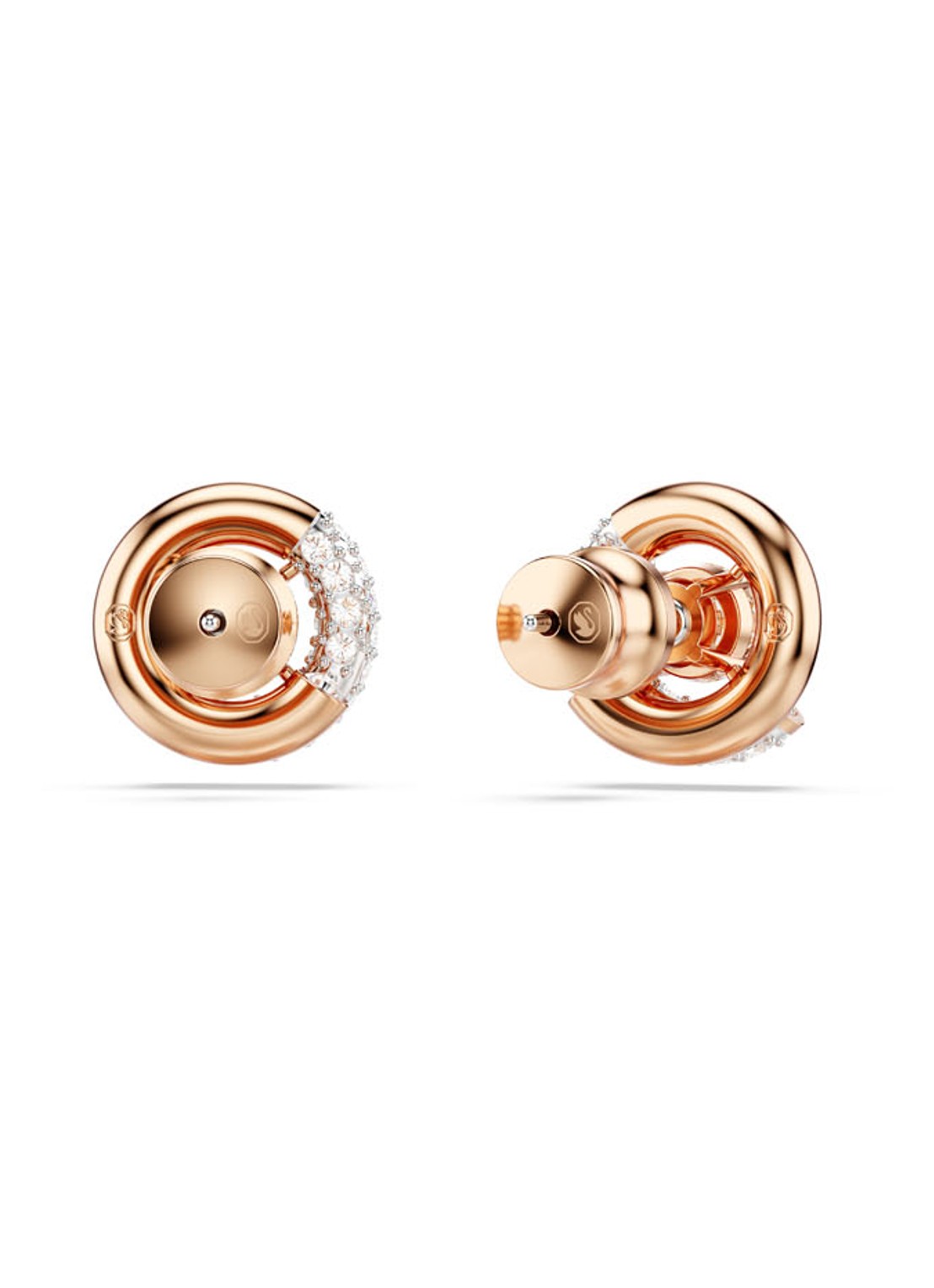 Swarovski Dextera oorknopjes met kristal - detail 3 roségoud