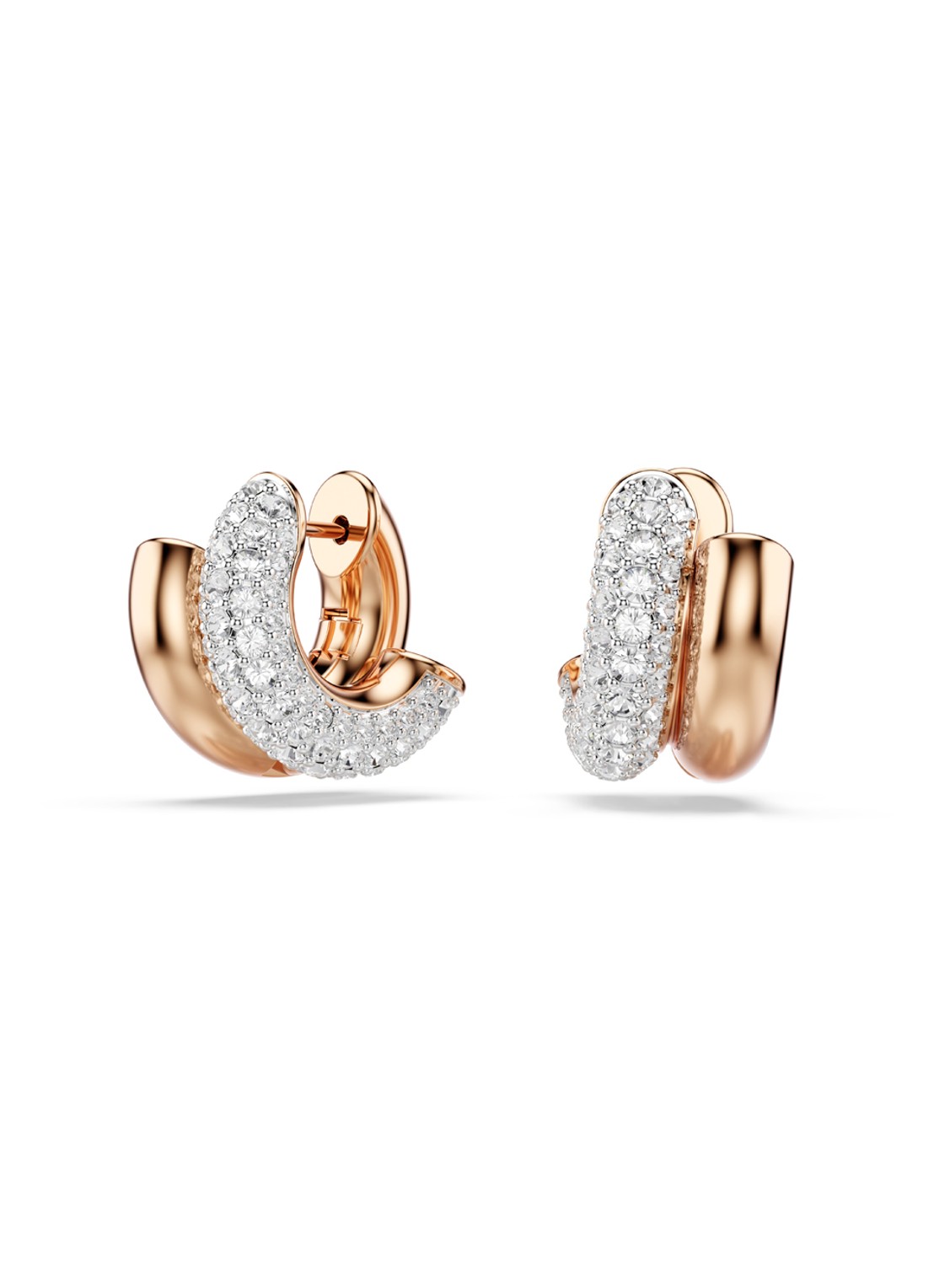Swarovski Dextera oorringen verguld  - voorkant roségoud