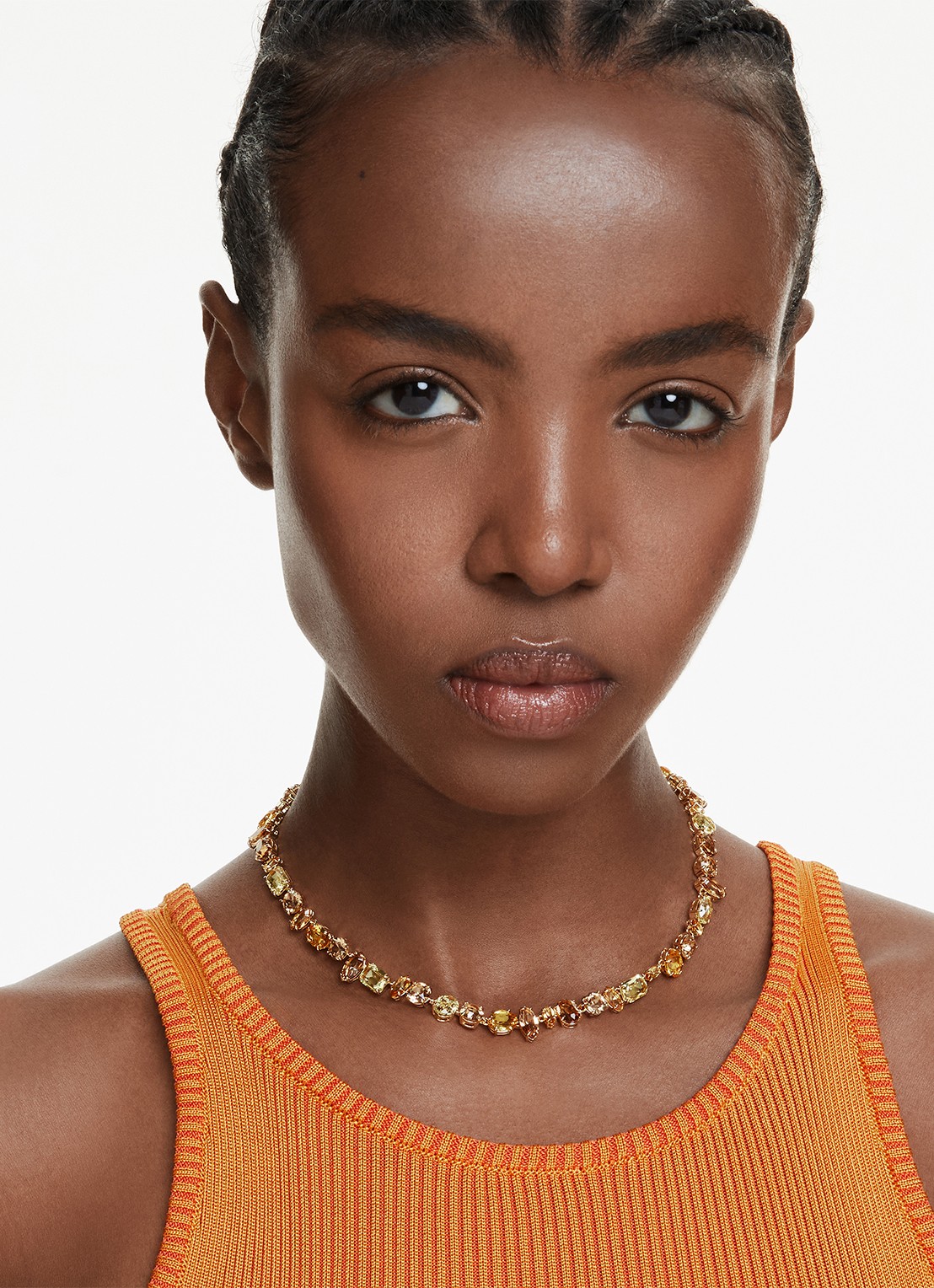Swarovski Gema ketting met kristal - voorkant 6 goud