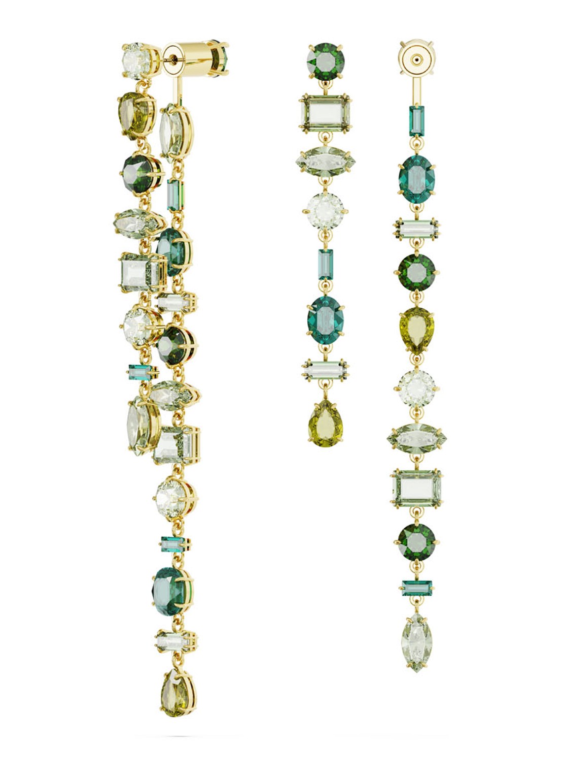 Swarovski Gema oorstekers verguld - voorkant 4 groen