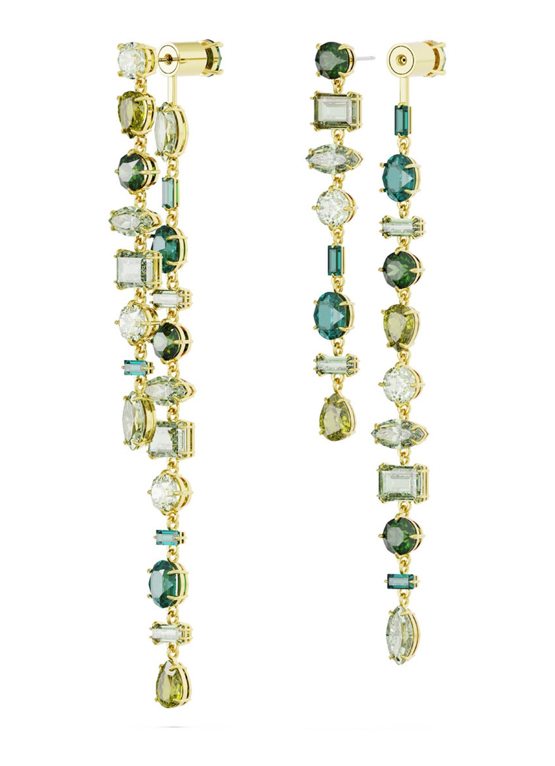Swarovski Gema oorstekers verguld - voorkant 5 groen