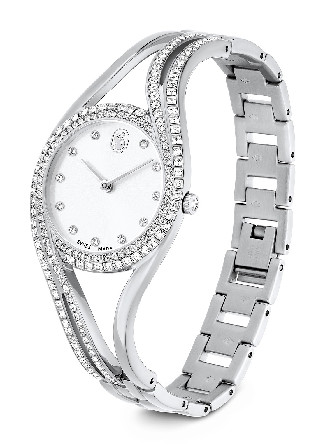 Swarovski Hyperbola bangle horloge 5689432 - detail zilver