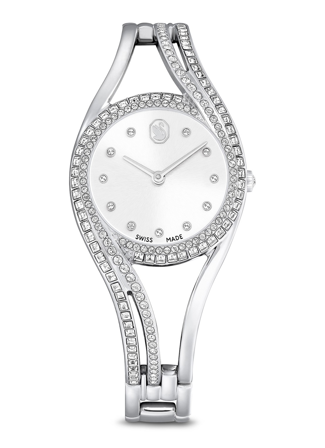 Swarovski Hyperbola bangle horloge 5689432 - voorkant 6 zilver